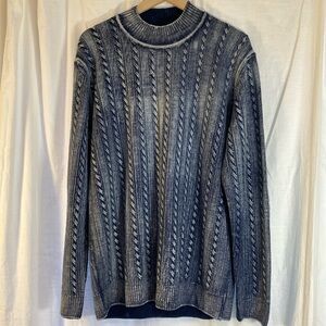 New! Fradi Made in Italy Virgin Wool Denim look blue cable knit sweater